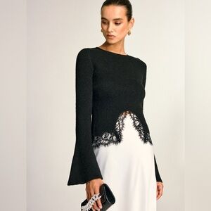 Commense Black Lace Trim Sweater
